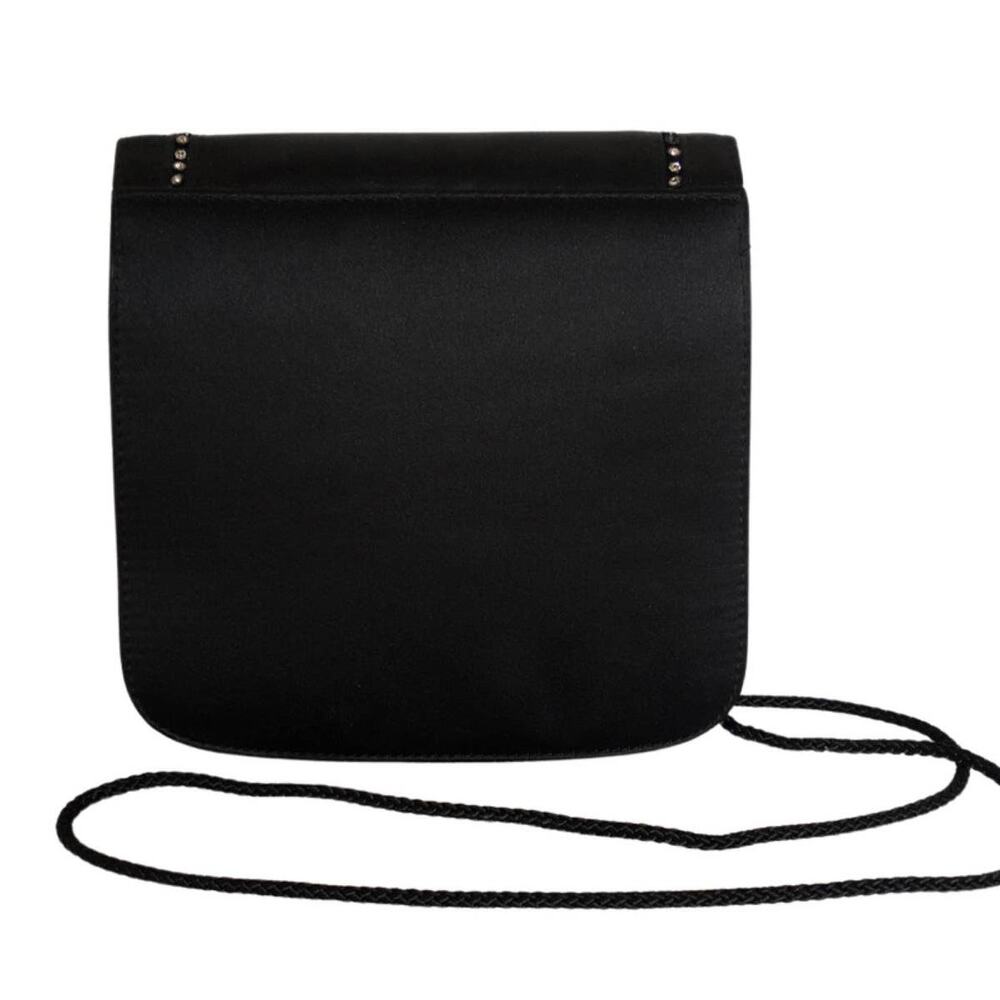 Talbots crossbody bag, Black with diamond stud design, Satin - Picture 2 of 9